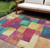 9' X 12' Gold Navy Blue And Purple Geometric Washable Indoor Outdoor Area Rug