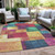 9' X 12' Gold Navy Blue And Purple Geometric Washable Indoor Outdoor Area Rug