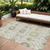 10' X 14' Ivory Beige And Taupe Floral Washable Indoor Outdoor Area Rug
