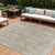 8' X 10' Beige And Ivory Striped Washable Indoor Outdoor Area Rug
