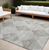 10' X 14' Gray Geometric Washable Non Skid Indoor Outdoor Area Rug