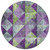 8' Purple And Lime Green Round Geometric Washable Indoor Outdoor Area Rug