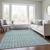 8' X 10' Teal Blue And Ivory Geometric Washable Indoor Outdoor Area Rug
