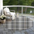 8' Charcoal Ivory And Gold Round Plaid Washable Indoor Outdoor Area Rug