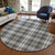8' Charcoal Ivory And Gold Round Plaid Washable Indoor Outdoor Area Rug