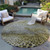 8' Brown Gray And Ivory Round Abstract Washable Indoor Outdoor Area Rug