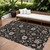 9' X 12' Black Brown And Ivory Floral Washable Indoor Outdoor Area Rug