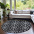 8' Ivory And Black Round Medallion Washable Indoor Outdoor Area Rug