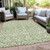 10' X 14' Green And Ivory Damask Washable Indoor Outdoor Area Rug