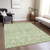 10' X 14' Green And Ivory Damask Washable Indoor Outdoor Area Rug