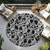 8' Black And Gray Round Abstract Washable Indoor Outdoor Area Rug - Black, Gray
