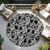 8' Black And Gray Round Abstract Washable Indoor Outdoor Area Rug