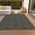 9' X 12' Black Ivory And Gold Geometric Washable Indoor Outdoor Area Rug