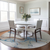 8' Beige And Blue Round Abstract Washable Indoor Outdoor Area Rug