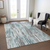 8' X 10' Teal Blue And Gray Striped Washable Indoor Outdoor Area Rug