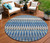 8' Navy Blue Denim Blue And Ivory Round Southwestern Washable Indoor Outdoor Area Rug