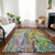 8' X 10' Green Gold And White Abstract Washable Indoor Outdoor Area Rug