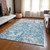 10' X 14' Teal Blue And Ivory Abstract Washable Indoor Outdoor Area Rug Transitional Style - Teal Blue, Ivory Color