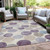 9' X 12' Plum Beige And Denim Blue Geometric Washable Indoor Outdoor Area Rug