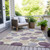 9' X 12' Plum Beige And Denim Blue Geometric Washable Indoor Outdoor Area Rug