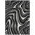 10' X 14' Black Gray And White Abstract Washable Indoor Outdoor Area Rug