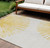 10' X 14' Gold And Ivory Abstract Washable Indoor Outdoor Area Rug - Gold, Ivory