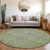 8' Fern Green Round Oriental Washable Indoor Outdoor Area Rug