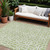 8' X 10' Artichoke Green And Ivory Geometric Washable Indoor Outdoor Area Rug Transitional Style - Artichoke Green, Ivory Color