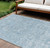 10' X 14' Sky Blue And Denim Blue Floral Washable Indoor Outdoor Area Rug