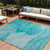 9' X 12' Teal Abstract Washable Non Skid Indoor Outdoor Area Rug - 608219304799