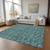 9' X 12' Teal Blue Aqua And Ivory Floral Washable Indoor Outdoor Area Rug