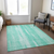 10' X 14' Aqua Teal Blue And Ivory Botanical Leaves Washable Indoor Outdoor Area Rug