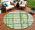 8' Artichoke Green And Emerald Round Striped Washable Indoor Outdoor Area Rug