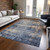 9' X 12' Denim Blue And Tan Abstract Washable Indoor Outdoor Area Rug