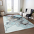 10' X 14' Teal Blue Gold And Gray Abstract Washable Indoor Outdoor Area Rug