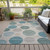 9' X 12' Teal Blue Ivory And Pale Aqua Geometric Washable Indoor Outdoor Area Rug