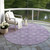8' Purple And Ivory Round Floral Washable Indoor Outdoor Area Rug - Purple, Ivory