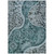 10' X 14' Teal Blue And Dark Green Floral Medallion Washable Indoor Outdoor Area Rug