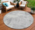 8' Gray And Silver Round Geometric Washable Indoor Outdoor Area Rug - Gray, Silver