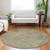 8' Green Teal Blue And Mauve Round Floral Medallion Washable Indoor Outdoor Area Rug