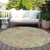 8' Green Teal Blue And Mauve Round Floral Medallion Washable Indoor Outdoor Area Rug