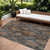10' X 14' Navy Blue Brown And Terra Cotta Damask Washable Indoor Outdoor Area Rug