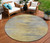 8' Gold Gray And Charcoal Round Abstract Washable Indoor Outdoor Area Rug
