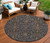 8' Navy Blue Brown And Red Round Floral Washable Indoor Outdoor Area Rug