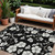 9' X 12' Black Ivory And Gray Floral Washable Indoor Outdoor Area Rug