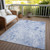 5' X 8' Sky Blue And Denim Blue Floral Washable Indoor Outdoor Area Rug - Sky Blue, Denim Blue