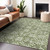 5' X 8' Green Gray And Ivory Floral Washable Indoor Outdoor Area Rug