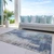 3' X 5' Navy Blue And Taupe Abstract Washable Indoor Outdoor Area Rug