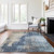 3' X 5' Navy Blue And Taupe Abstract Washable Indoor Outdoor Area Rug