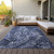 5' X 8' Navy Blue And Gray Abstract Washable Indoor Outdoor Area Rug - Navy Blue, Gray